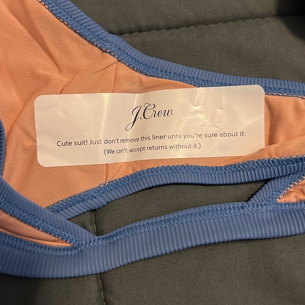 JCrew Ribbed Trim Hipster Bikini Bottom Blue Size Large NWT - Picture 5 of 6